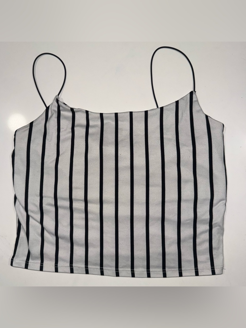 gaze Black and White Striped Crop Cami